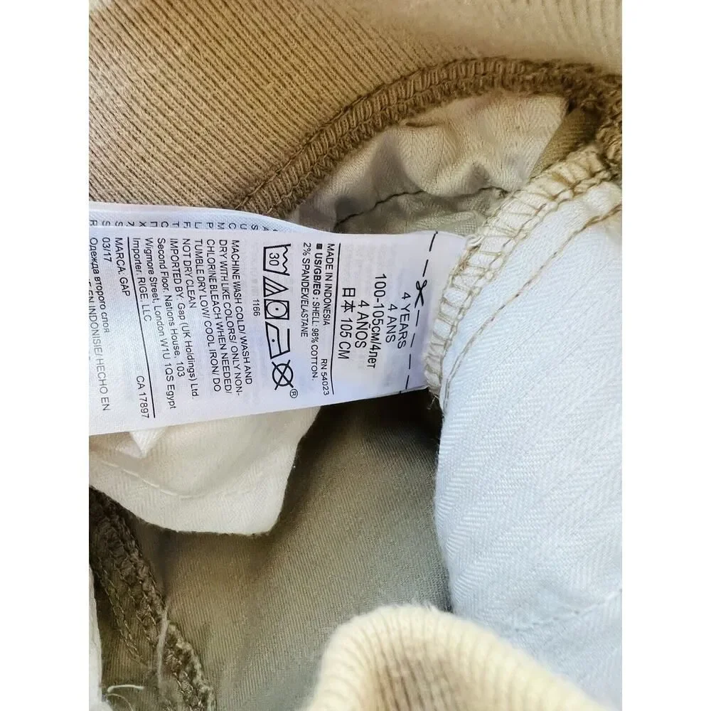 BABY GAP Toddler Boys Khaki Chino Elastic Waist Pants School Casual Dressy 4T 4